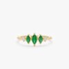 925 Sterling Silver Diamond Emerald Tiara Ring