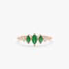 925 Sterling Silver Diamond Emerald Tiara Ring - Image 3