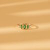 925 Sterling Silver Diamond Emerald Tiara Ring - Image 4