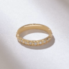 Triple-certified sterling silver wedding band with CZ stones