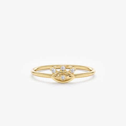 925 Sterling Silver Diamond Evil Eye Lash Ring
