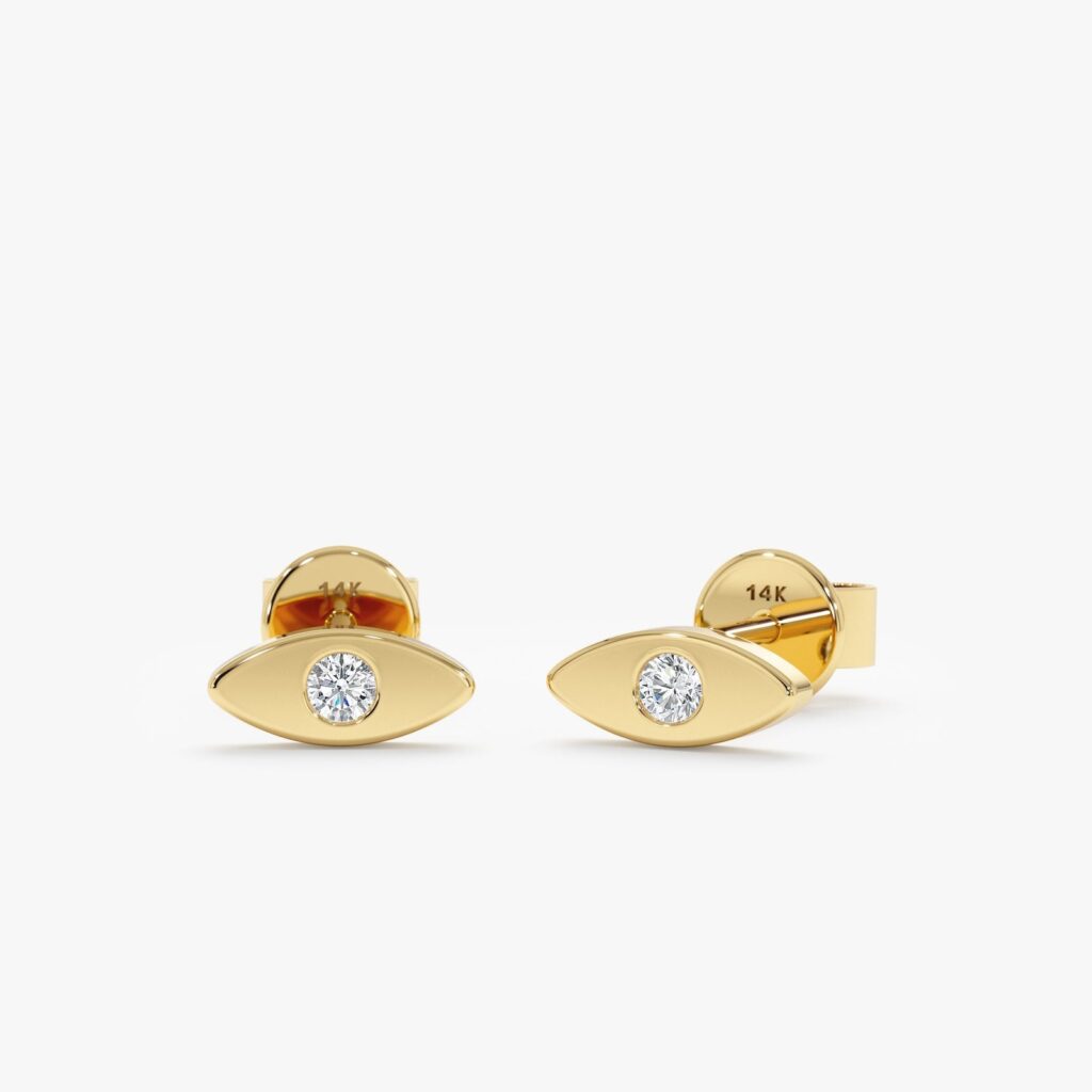 925 Sterling Silver Diamond Eye Studs
