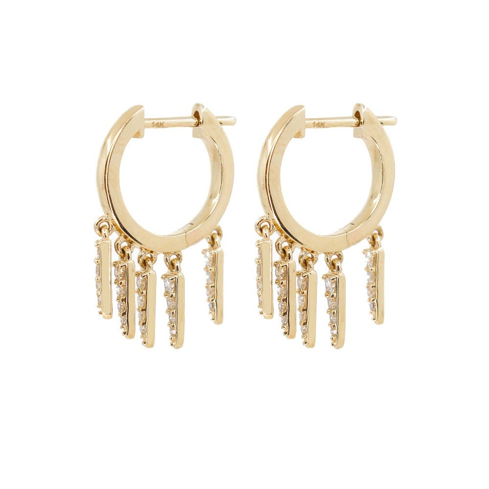 925 Sterling Silver Diamond Five Spike Hoop Earring