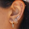 925 Sterling Silver Diamond Five Spike Hoop Earring - Image 2