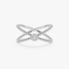 925 Sterling Silver Diamond Flower Beaded X Ring - Image 2