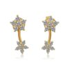 925 Sterling Silver Diamond Flower Curve Earring