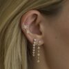 925 Sterling Silver Diamond Flower Curve Earring - Image 2