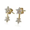 925 Sterling Silver Diamond Flower Curve Earring - Image 3
