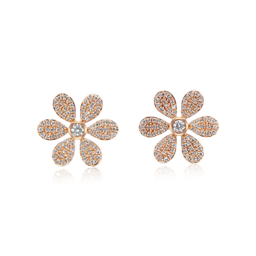 925 Sterling Silver Diamond Flower Earring