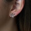925 Sterling Silver Diamond Flower Earring - Image 2
