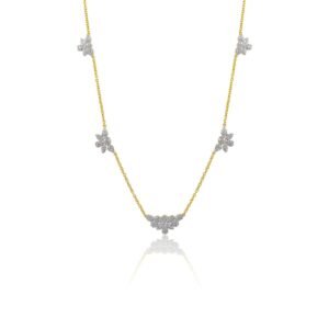 925 Sterling Silver Diamond Flower Necklace