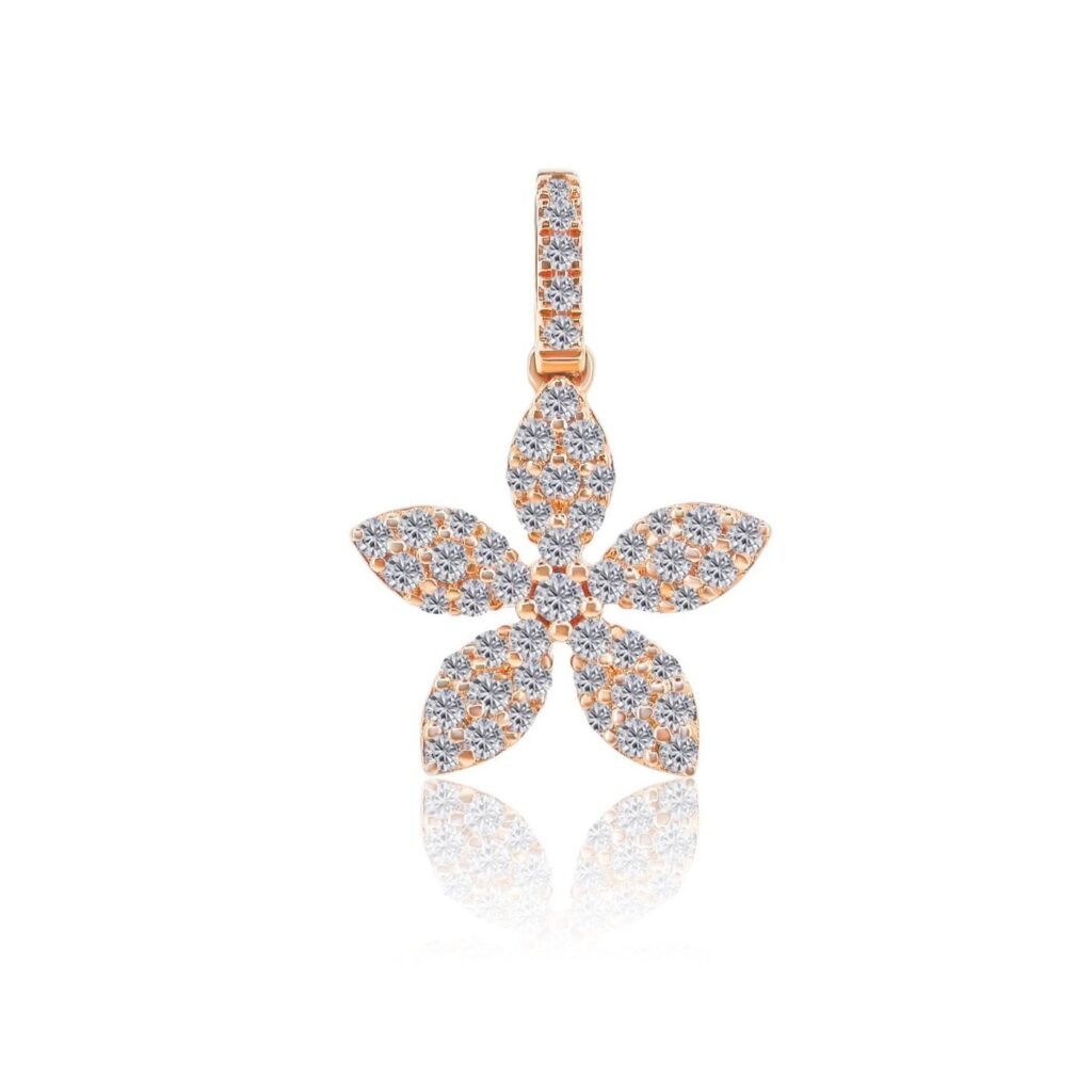 925 Sterling Silver Diamond Flower Pendant