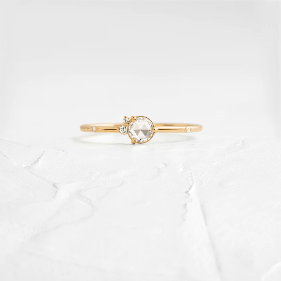 925 Sterling Silver Diamond Flurry Ring in Rose Cut Diamond