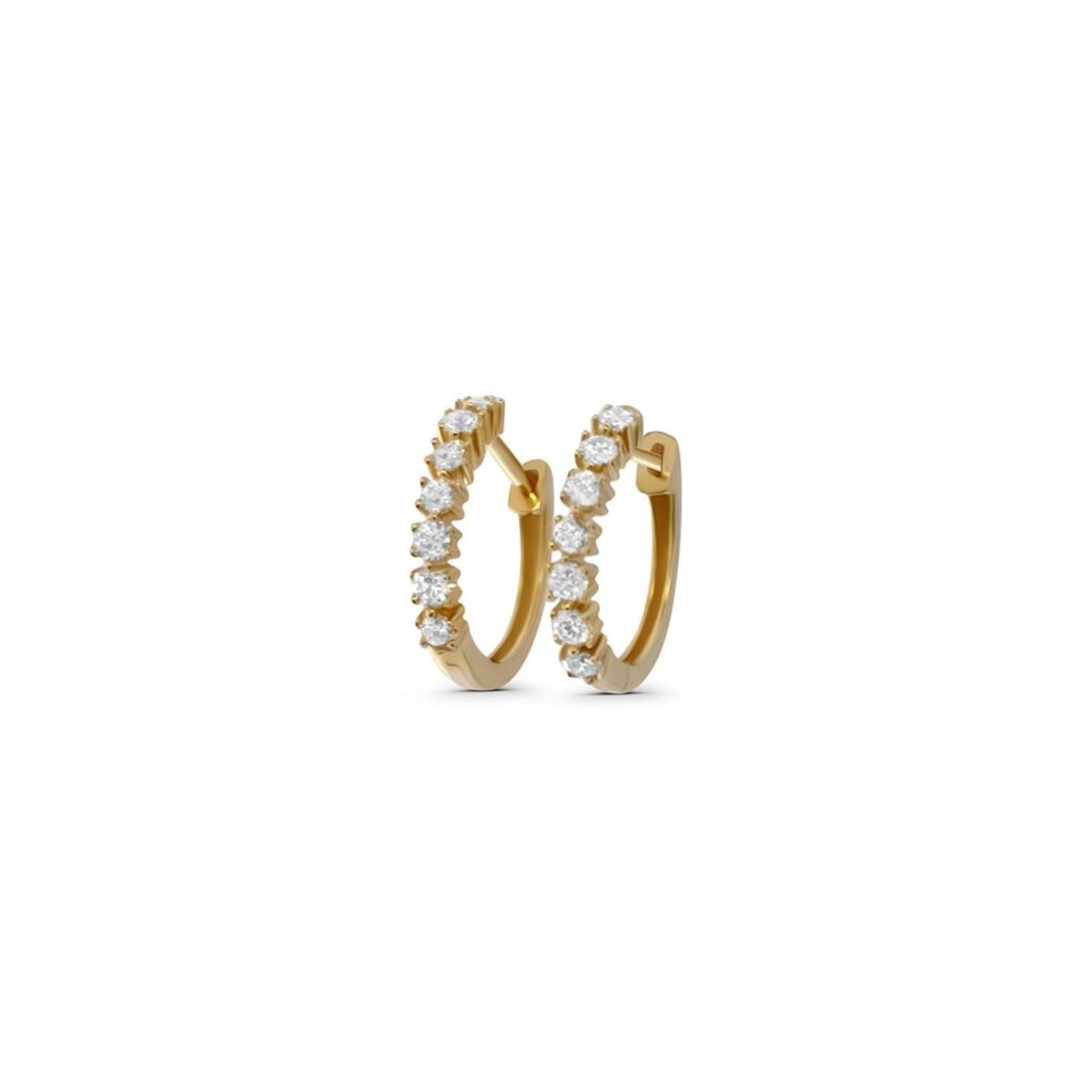 925 Sterling Silver Diamond Four Prong Tennis Hoop Earring