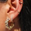 Gold-plated hoop earring with premium CZ diamond stones
