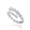925 Sterling Silver Diamond Graduated Pear Wrap Ring