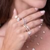 925 Sterling Silver Diamond Graduated Pear Wrap Ring - Image 2