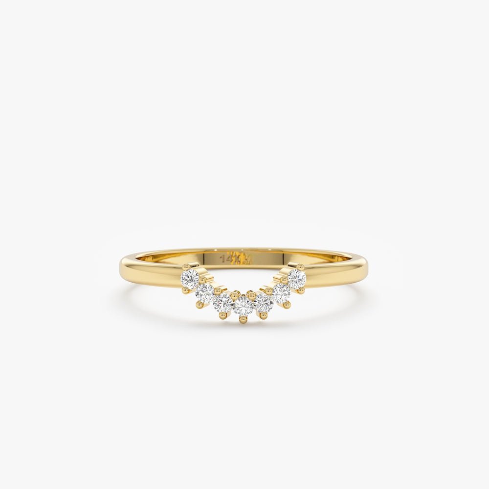 925 Sterling Silver Diamond Half Moon Nesting Ring