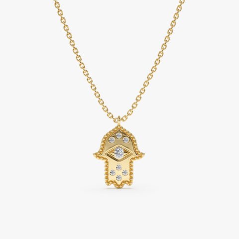 925 Sterling Silver & Diamond Hamsa Necklace