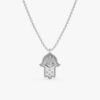 925 Sterling Silver & Diamond Hamsa Necklace - Image 2
