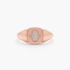 925 Sterling Silver Diamond Hamsa Signet Ring - Image 3