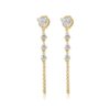 925 Sterling Silver Diamond Heart Chain Loop Earring