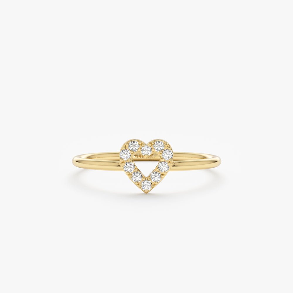 925 Sterling Silver Diamond Heart Outline Ring