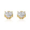 925 Sterling Silver Diamond Heart Three Prong Stud Earring