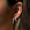 925 Sterling Silver Diamond Heart Three Prong Stud Earring - Image 2