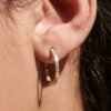 925 Sterling Silver diamond hoop earrings with pavé-set round stones