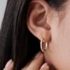 Sterling silver hoop earrings with 30 sparkling CZ stones