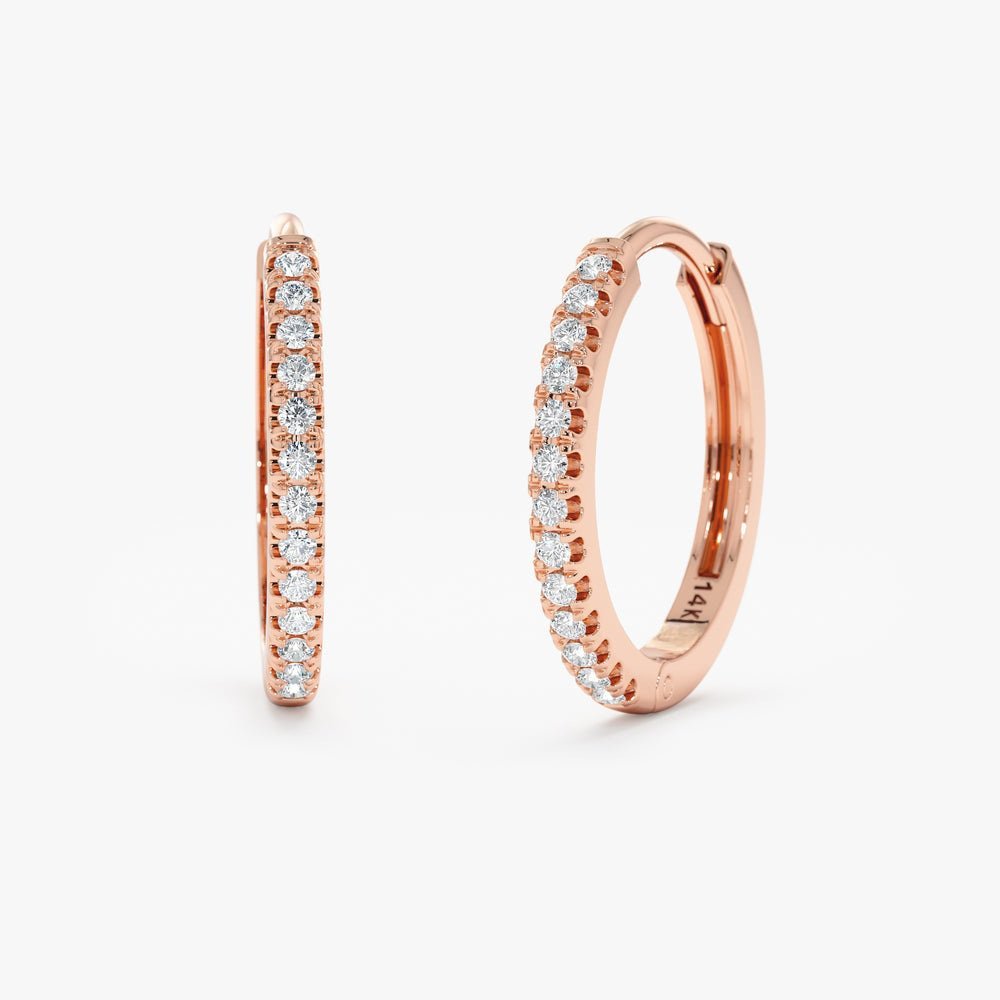 925 Sterling Silver Diamond Hoop Earrings
