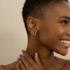 925 Sterling Silver Diamond Hoop Earrings - Image 2