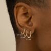 925 Sterling Silver Diamond Hoop Earrings - Image 6