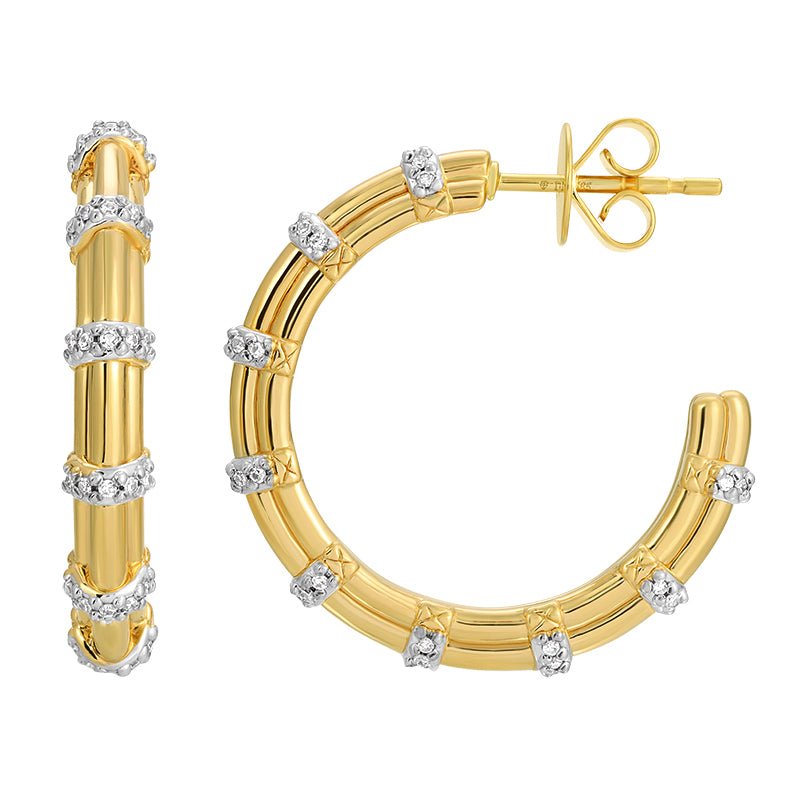 925 Sterling Silver Diamond Hoop Earrings