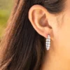 925 Sterling Silver Diamond Hoop Earrings - Image 2