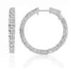 925 Sterling Silver Diamond Hoop Earrings