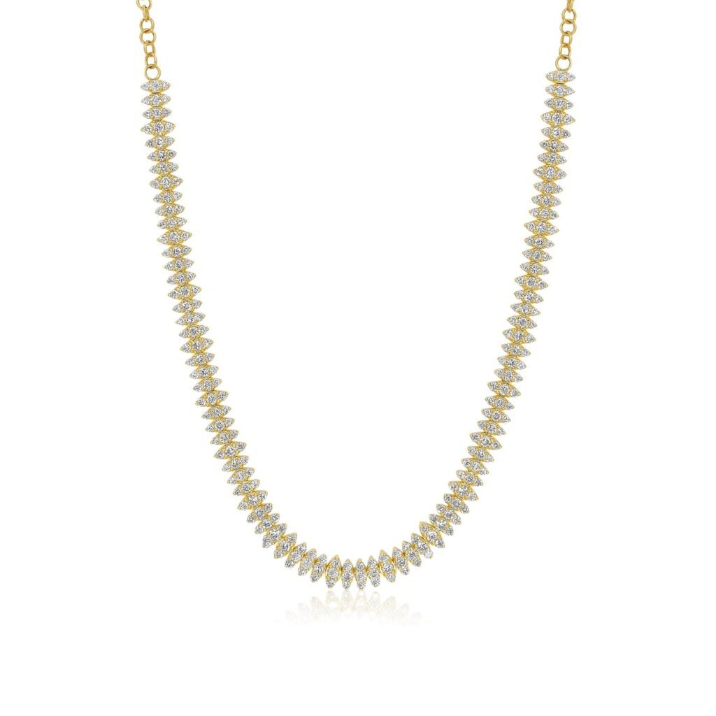 925 Sterling Silver Diamond Illusion Marquise Choker Necklace