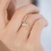 Diamond indie ring with premium CZ accents and pave setting