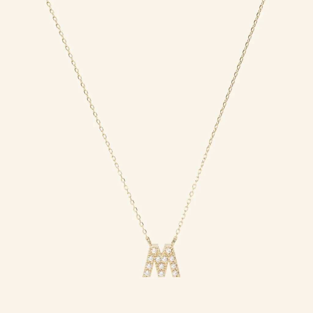 925 Sterling Silver Diamond Initial Necklace | Letter Diamond Necklace for women