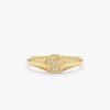 925 Sterling Silver Diamond Initial Signet Ring