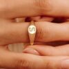 925 Sterling Silver Diamond Initial Signet Ring - Image 4