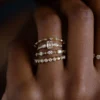 Diamond interwoven ring with layered sterling silver design