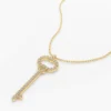 925 Sterling Silver Diamond Key Charm Necklace - Image 3