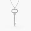 925 Sterling Silver Diamond Key Charm Necklace - Image 4