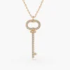 925 Sterling Silver Diamond Key Charm Necklace - Image 5