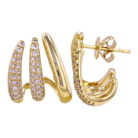 925 Sterling Silver Diamond Large Cage Lobe Stud Earrings