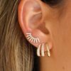 925 Sterling Silver Diamond Large Cage Lobe Stud Earrings - Image 2