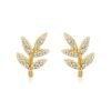 925 Sterling Silver leaf stud earrings with polished finish