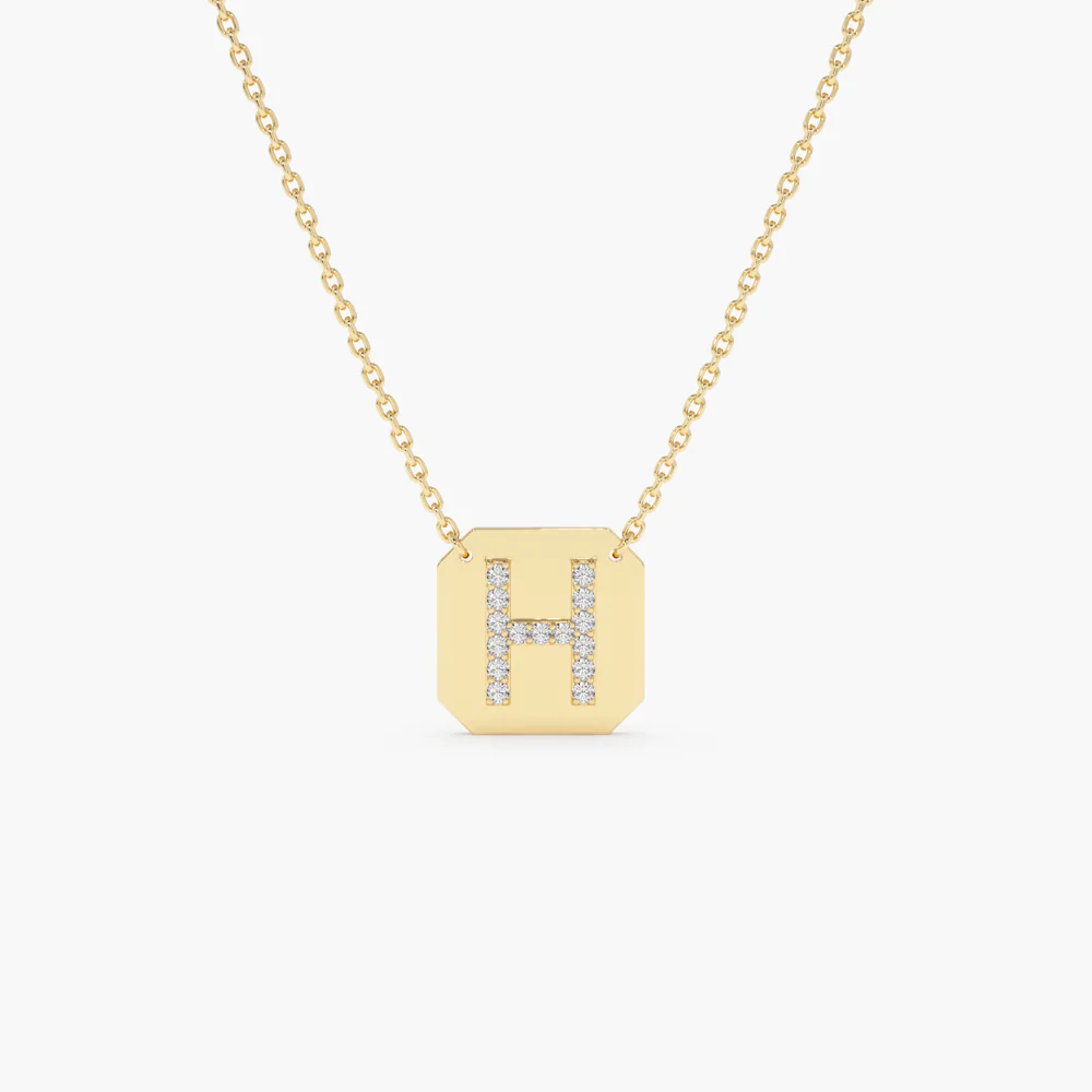 925 Sterling Silver Diamond Letter Necklace